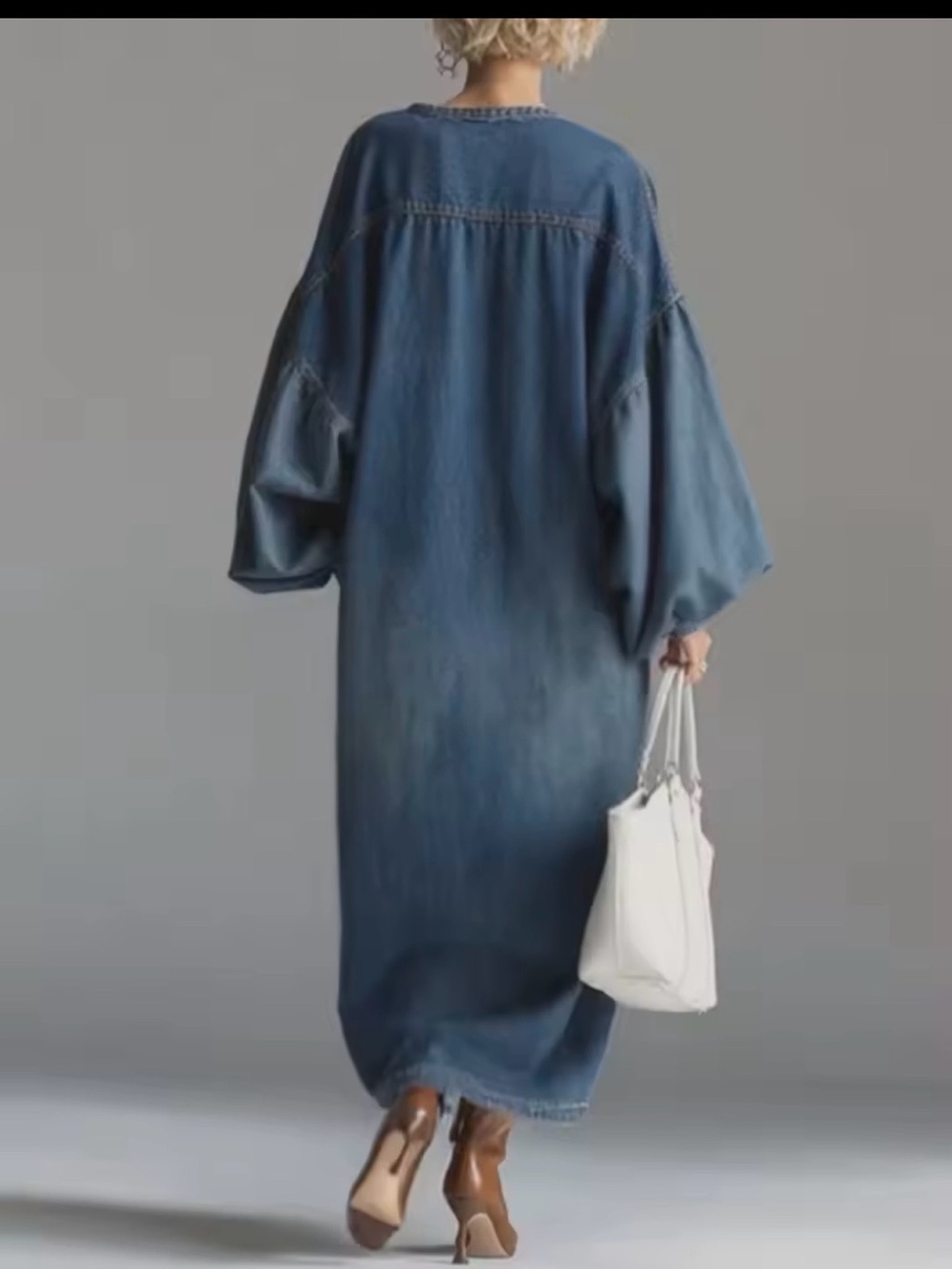 Chic Casual Demi vintage Blue Denim Maxi Dress - Picture 2 of 3